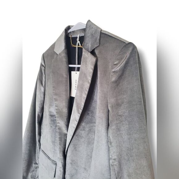 NWT FRAME Classic Blazer in Grey Velvet Sz 4 - Picture 8 of 16
